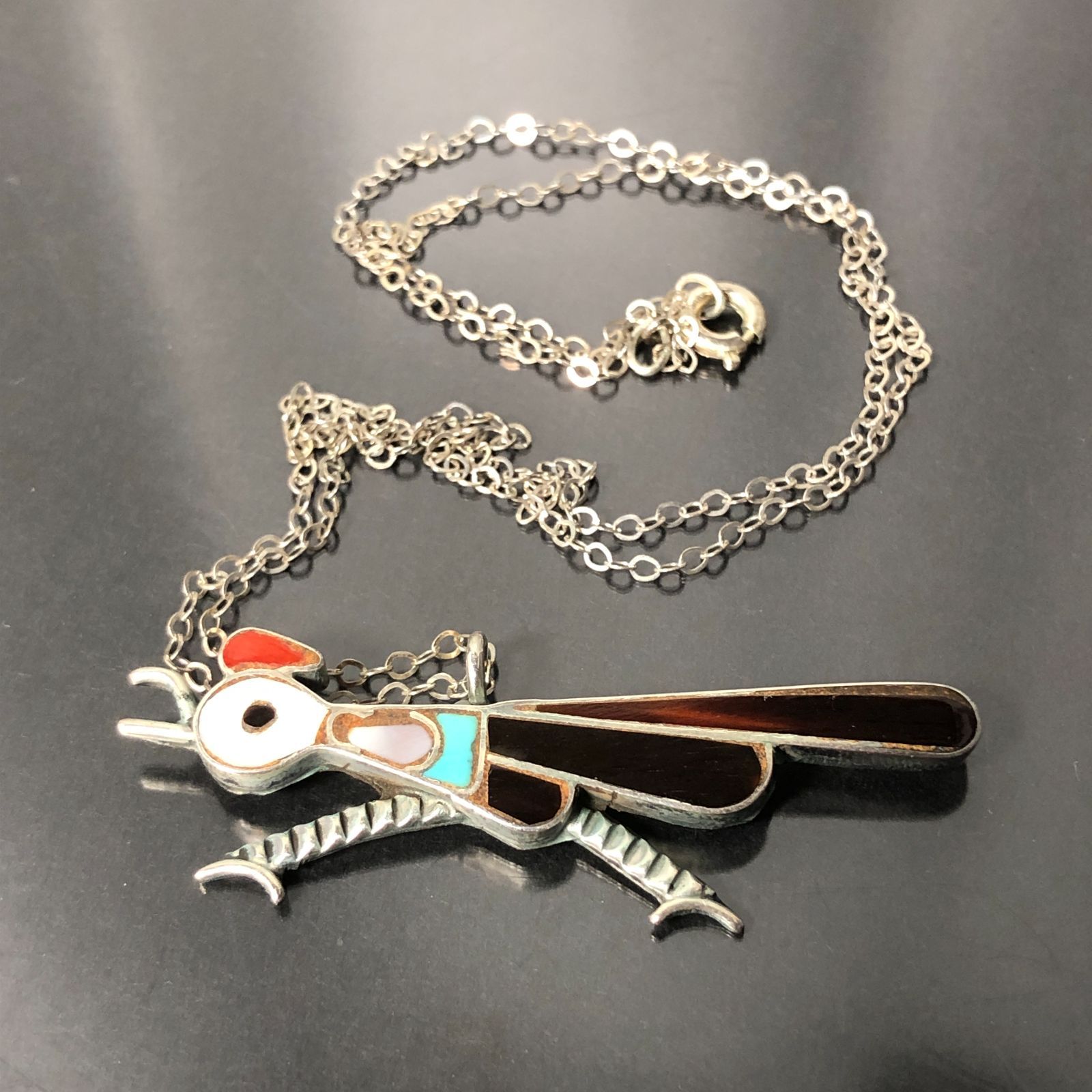 ネックレス インディアンジュエリー 引き輪にSTERLING刻印 SILVER 