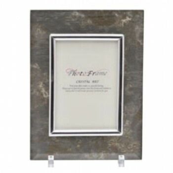 ホワイトガラス写真立て ジャガード織 ミスティ|グレー