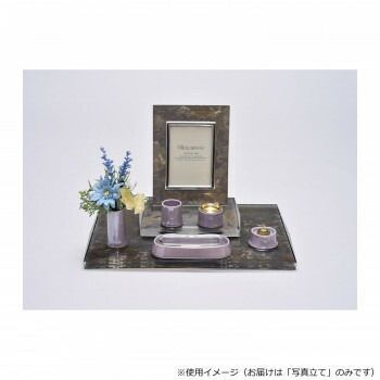 ホワイトガラス写真立て ジャガード織 ミスティ|グレー