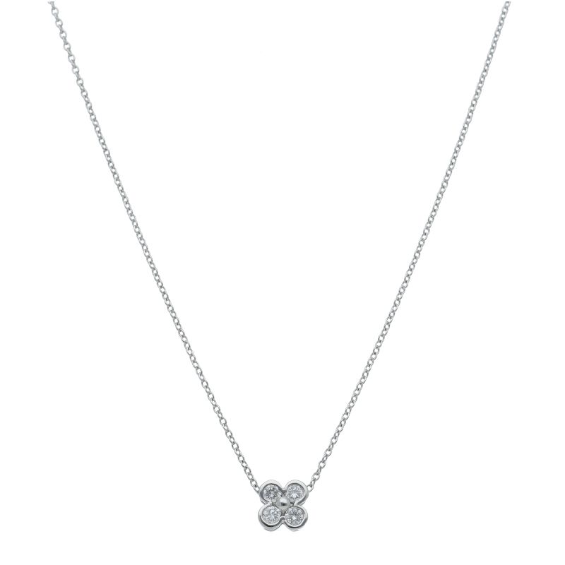 ティファニー ベゼルセット フラワー4Pダイヤネックレス Pt950