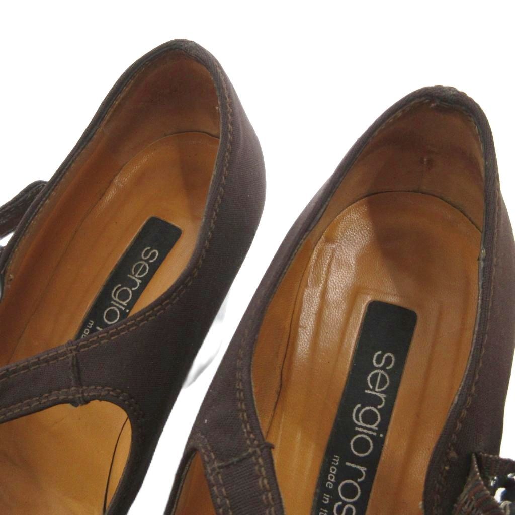 セルジオロッシ Sergio rossi パンプス ヒール ストラップ 茶 ブラウン