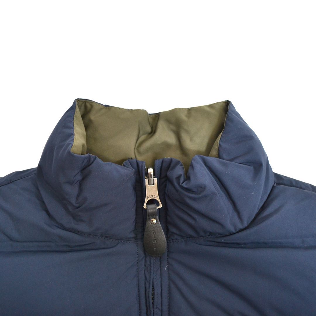 美品】AIGLEエーグル メンズ チューブダウンベスト ZBH038J M ネイビー 