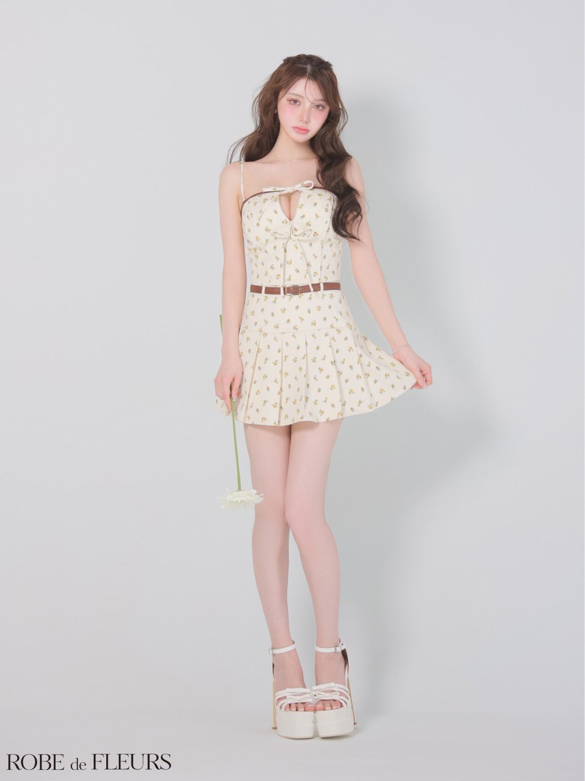 イエロー [FM4355-P-2602] 【ROBE de FLEURS/ローブドフルール】小花柄