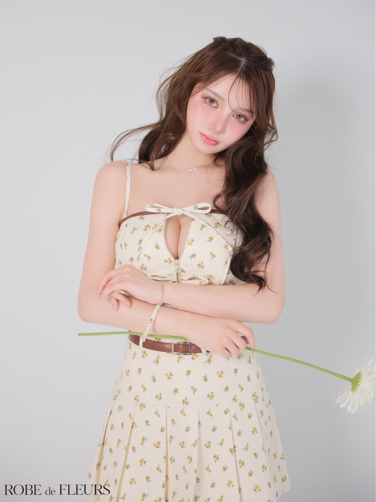 イエロー [FM4355-P-2602] 【ROBE de FLEURS/ローブドフルール】小花柄