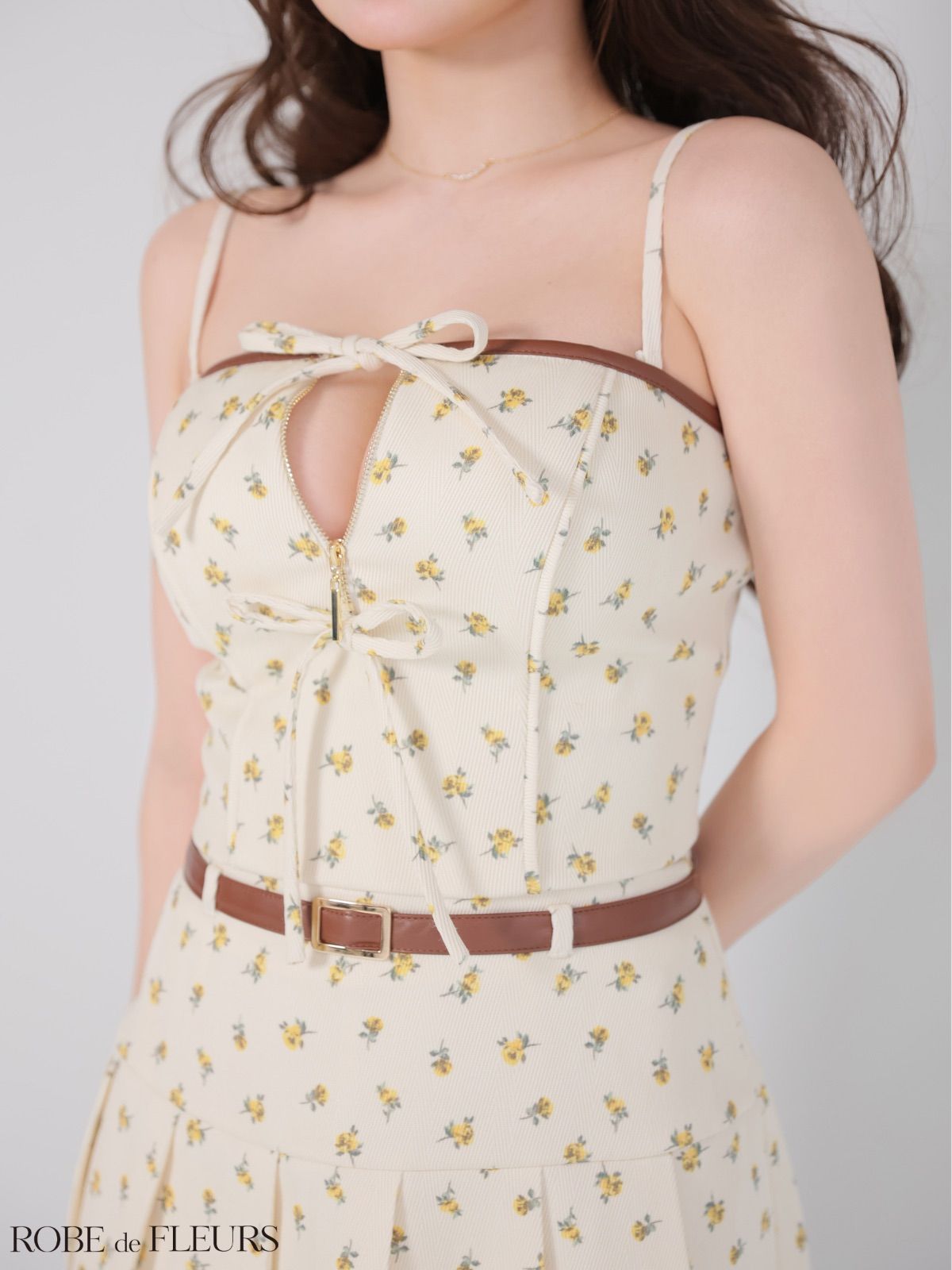 イエロー [FM4355-P-2602] 【ROBE de FLEURS/ローブドフルール】小花柄