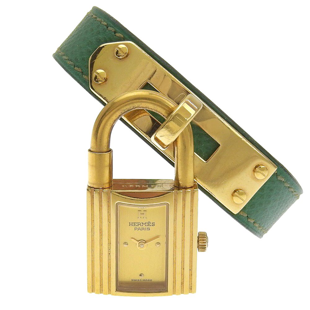 HERMES】エルメス ケリーウォッチ 金メッキ×レザー 〇Y クオーツ