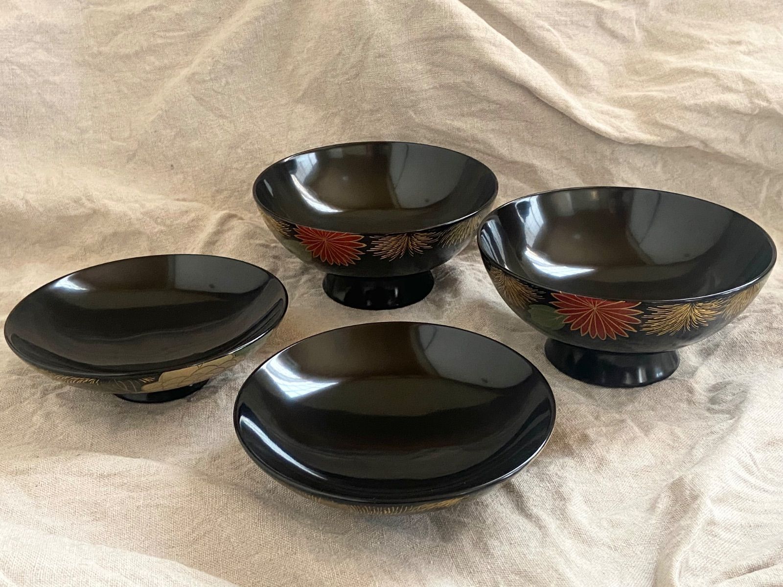 輪島塗 吸物椀 朱塗 沈金牡丹花文 吸物椀 煮物椀 懐石椀 2客 輪島塗