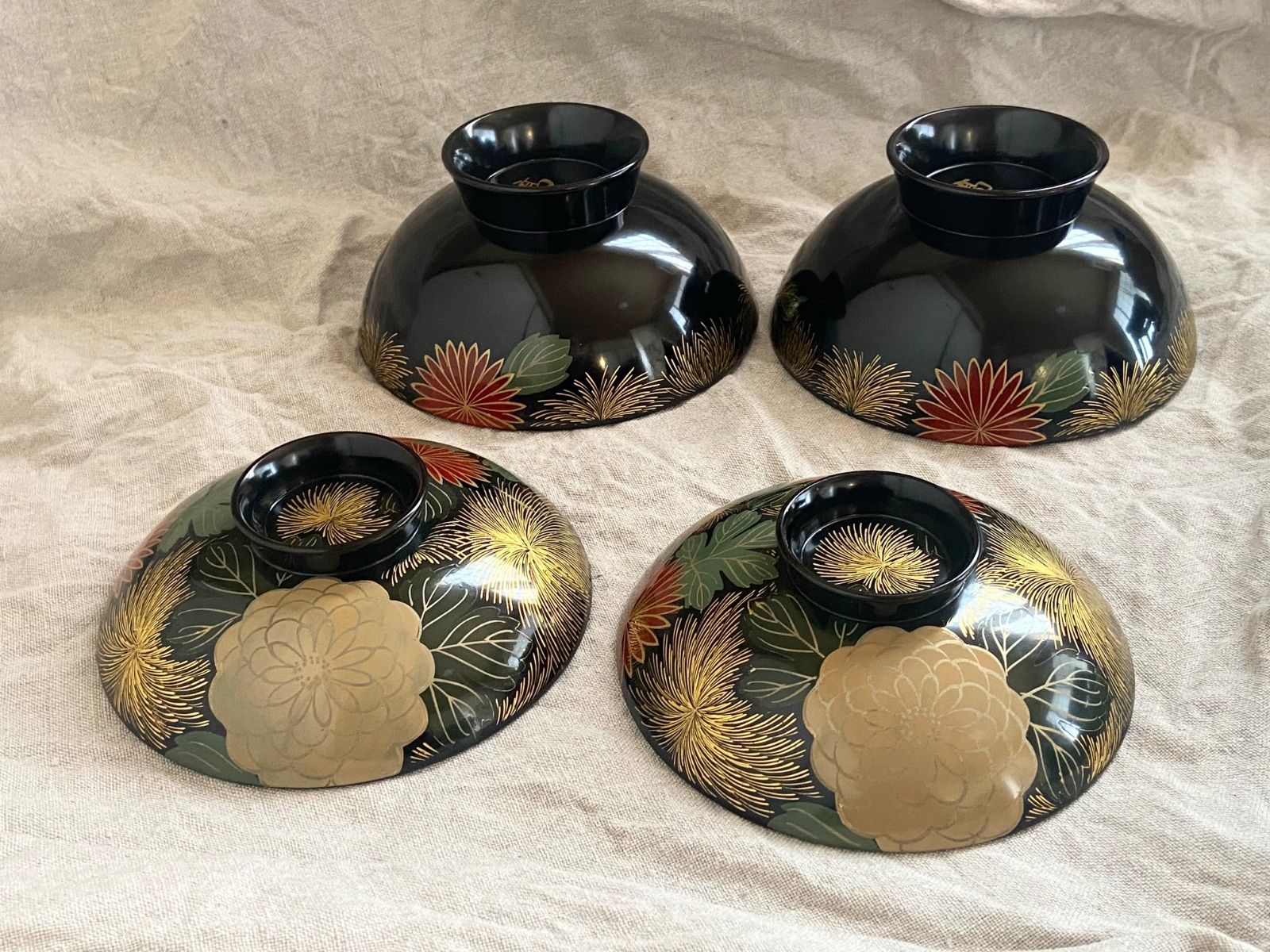 輪島塗 菊詰沈金花蒔絵 蓋付椀 2客 / 懐石椀・吸物椀・雑煮椀 - メルカリ