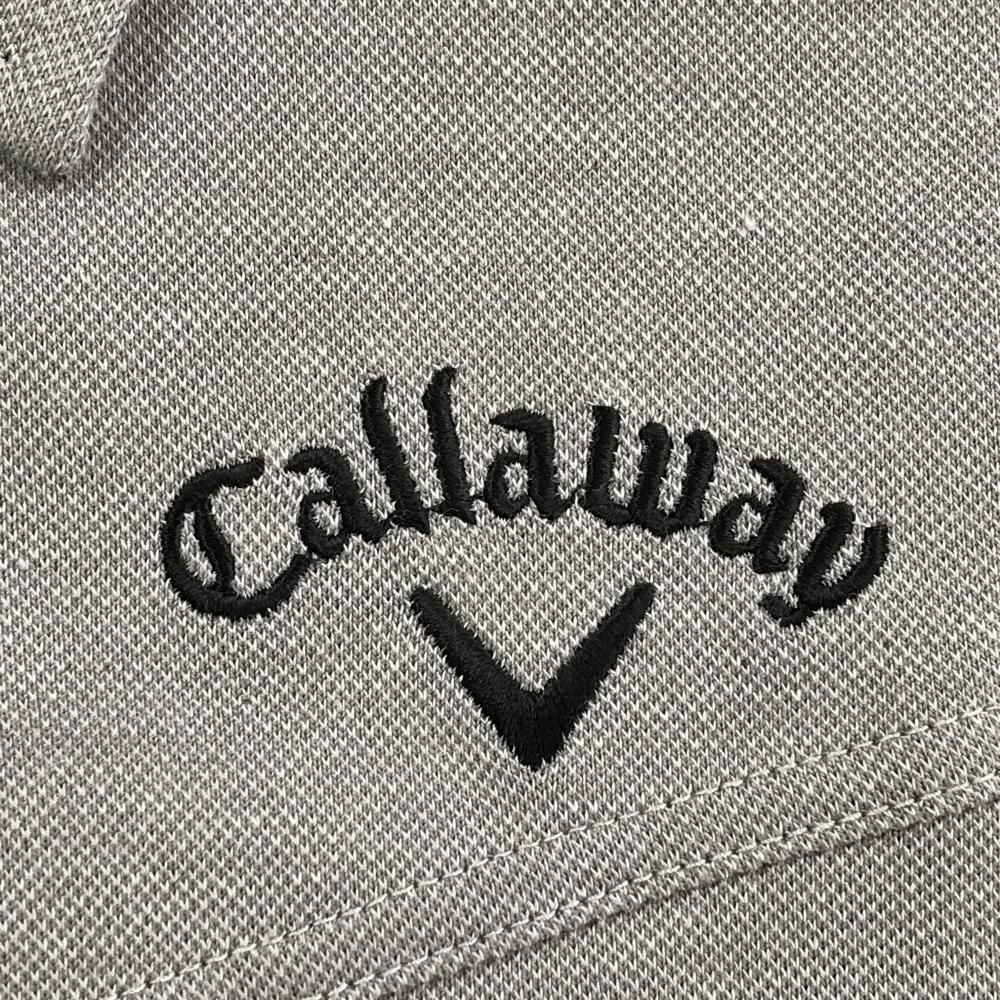 新品】キャロウェイ 長袖ポロシャツ グレー×白 袖2ライン 速乾 メンズ