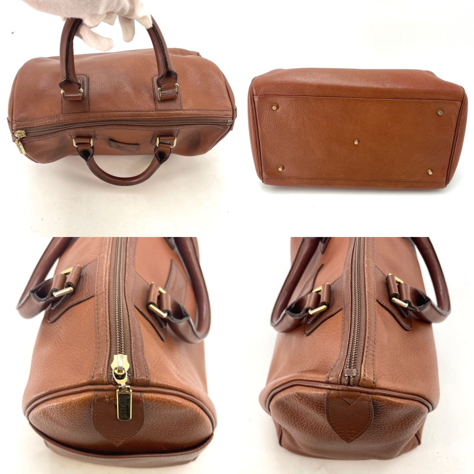 バーバリー ハンド ミニボストンバッグ 革 茶 旅行ビジネス GA154