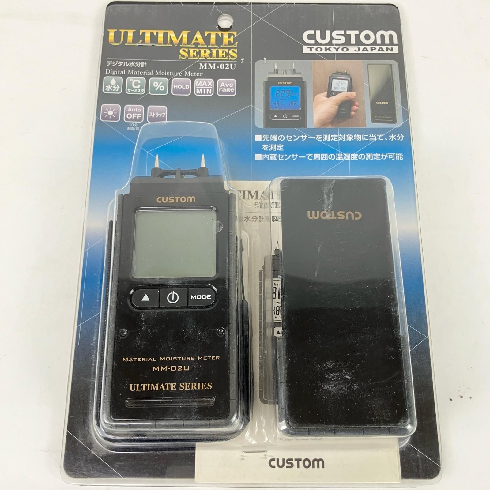 ЗЗCUSTOM デジタル水分計 周囲温度測定機能付き アルティメットシリーズ 取説付 MM-02 U ブラック