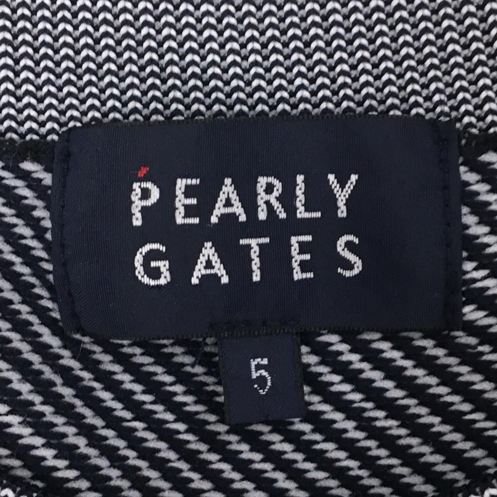 美品】パーリーゲイツ セーター 白×黒×オレンジ 斜めストライプ調