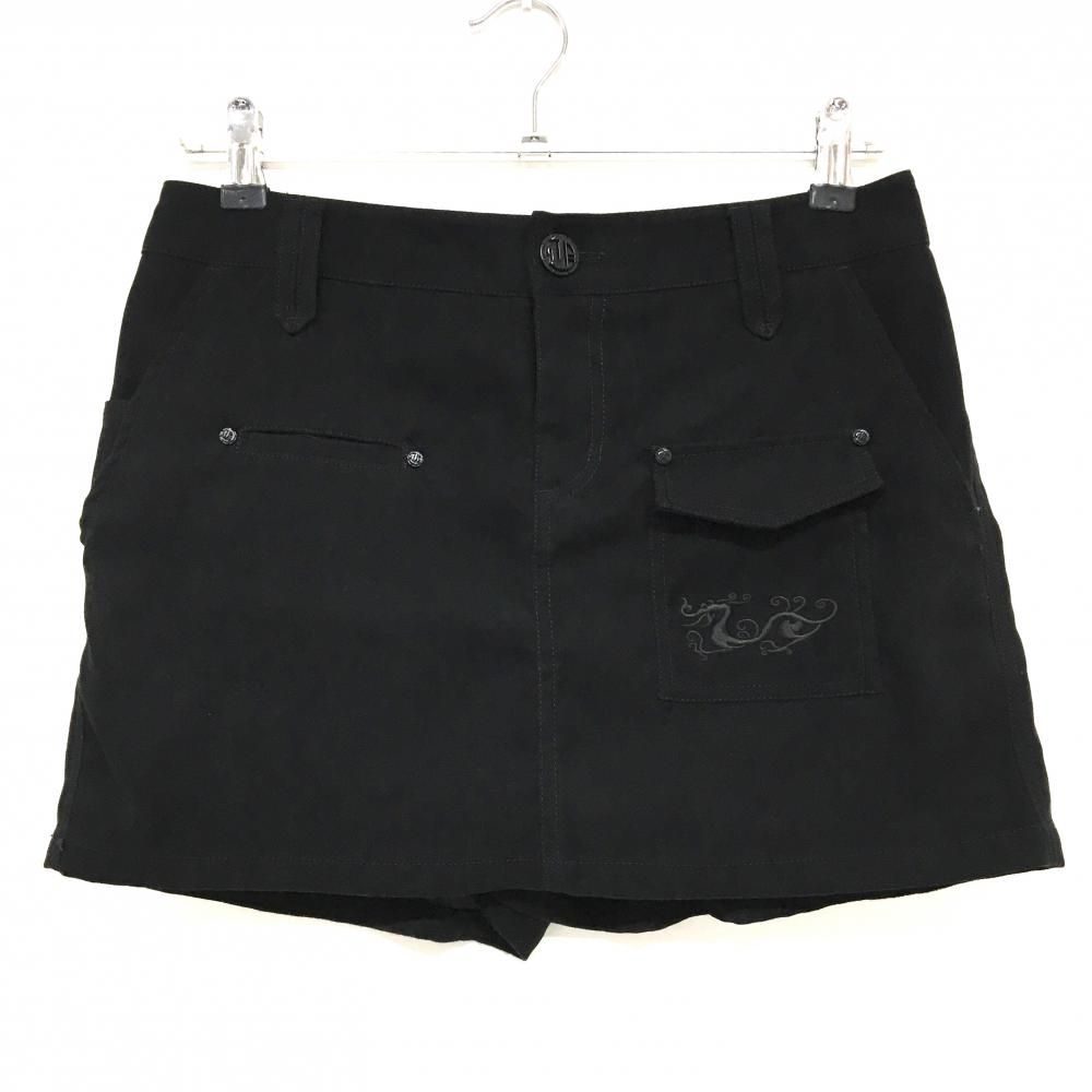 美品】ダンスウィズドラゴン キュロットスカート 黒 ロゴ刺しゅう 複数