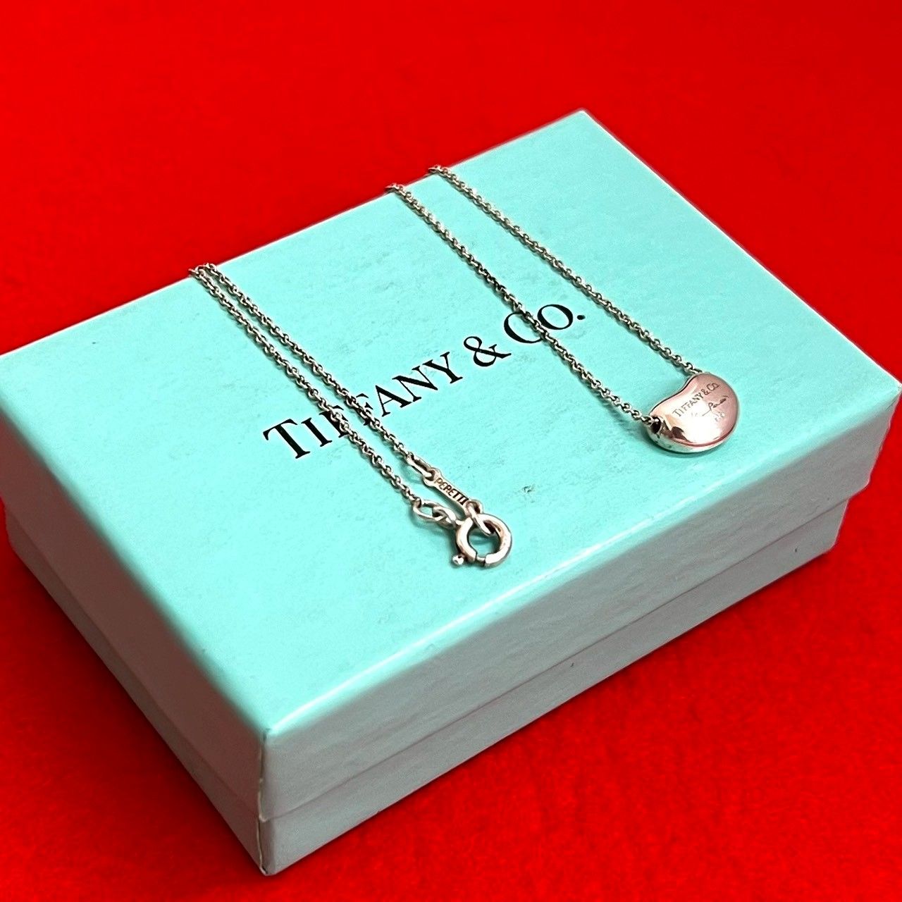 極 美品 箱 袋付 TIFFANY&Co. ティファニー ビーン ネックレス