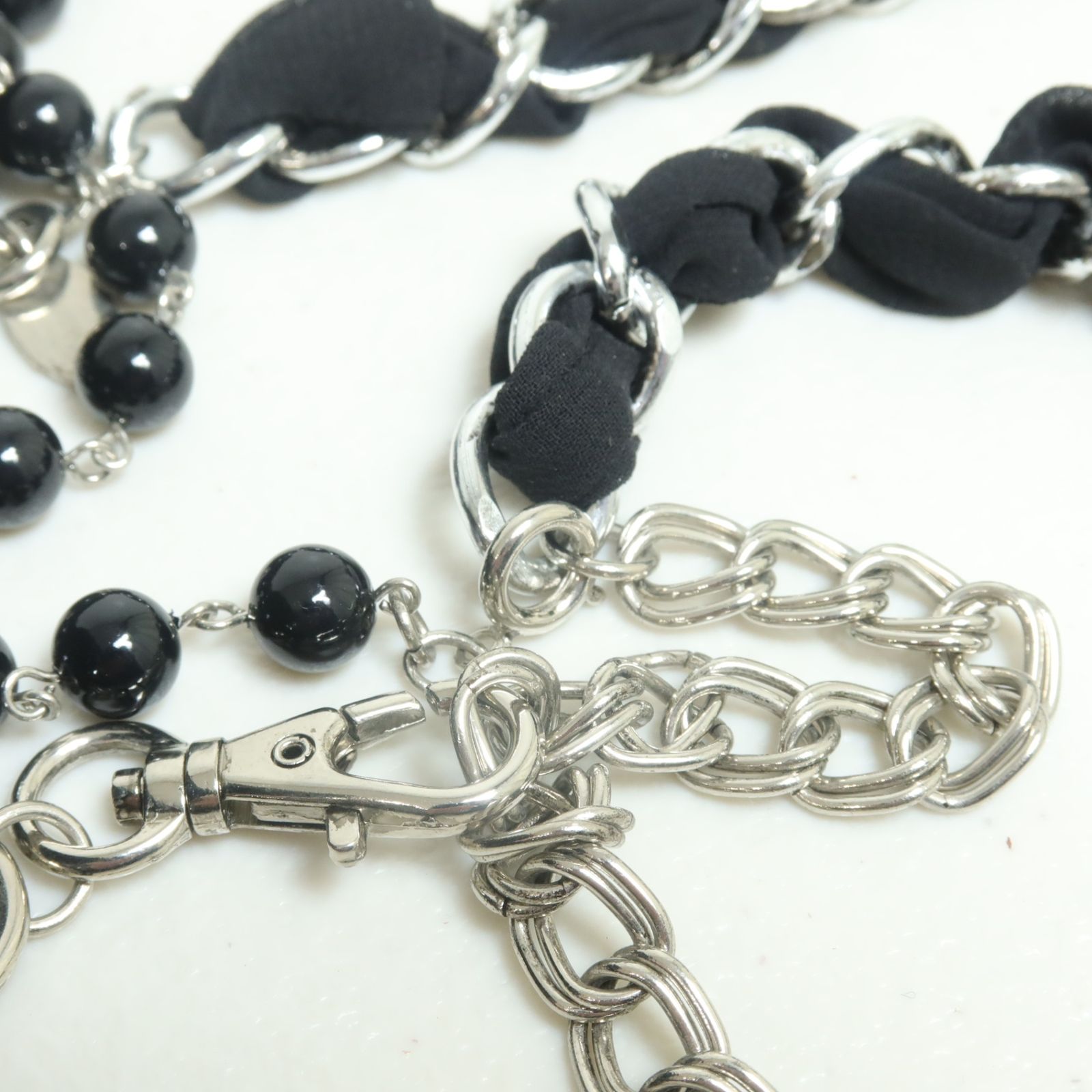 インゲボルグ ☆大人お洒落！黒リボンモチーフ チェーンベルト 黒