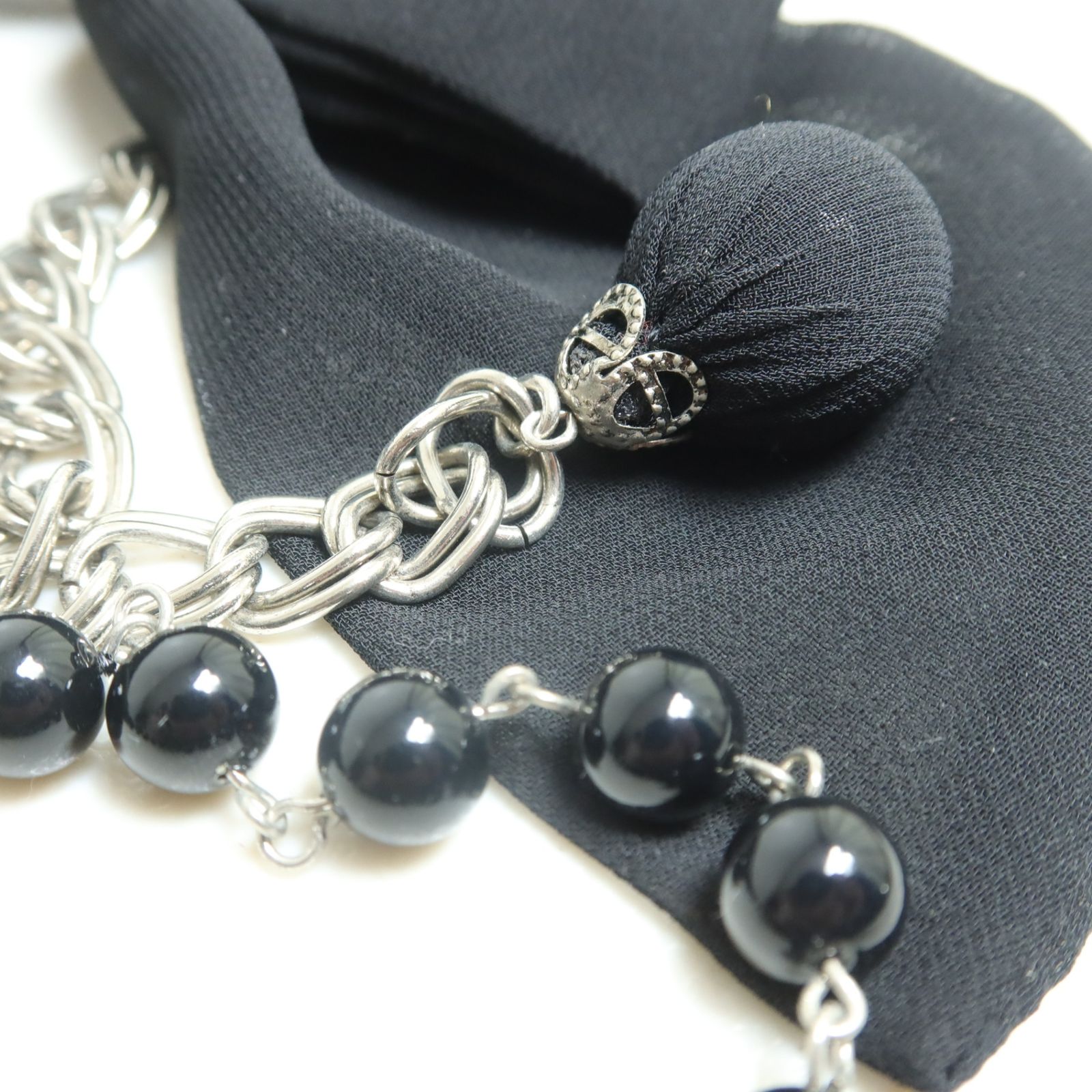 インゲボルグ ☆大人お洒落！黒リボンモチーフ チェーンベルト 黒