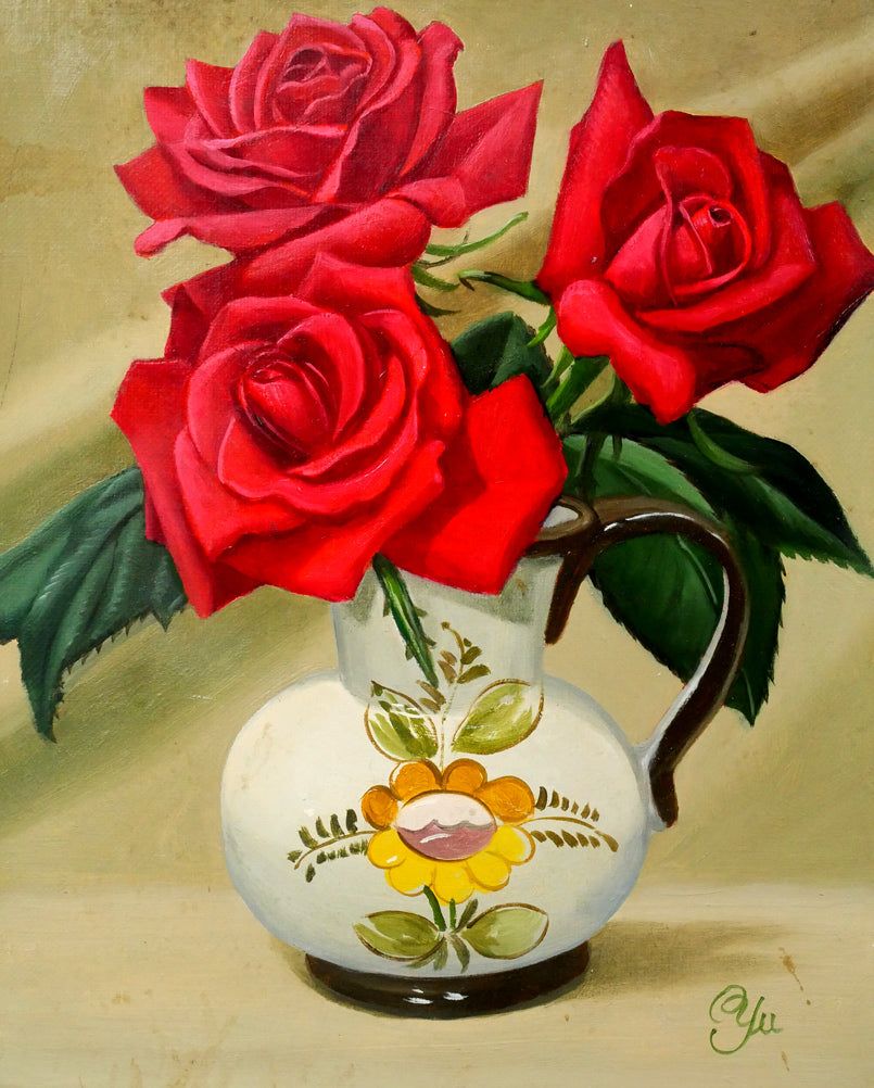 木村 優博「バラ」油絵・F3号 白亜美術運営委員 国際美術大賞展佳作賞