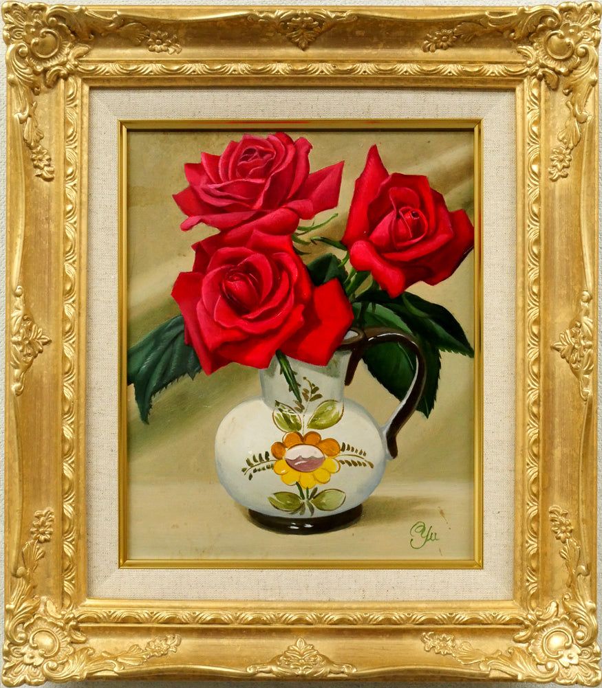 木村 優博「バラ」油絵・F3号 白亜美術運営委員 国際美術大賞展佳作賞