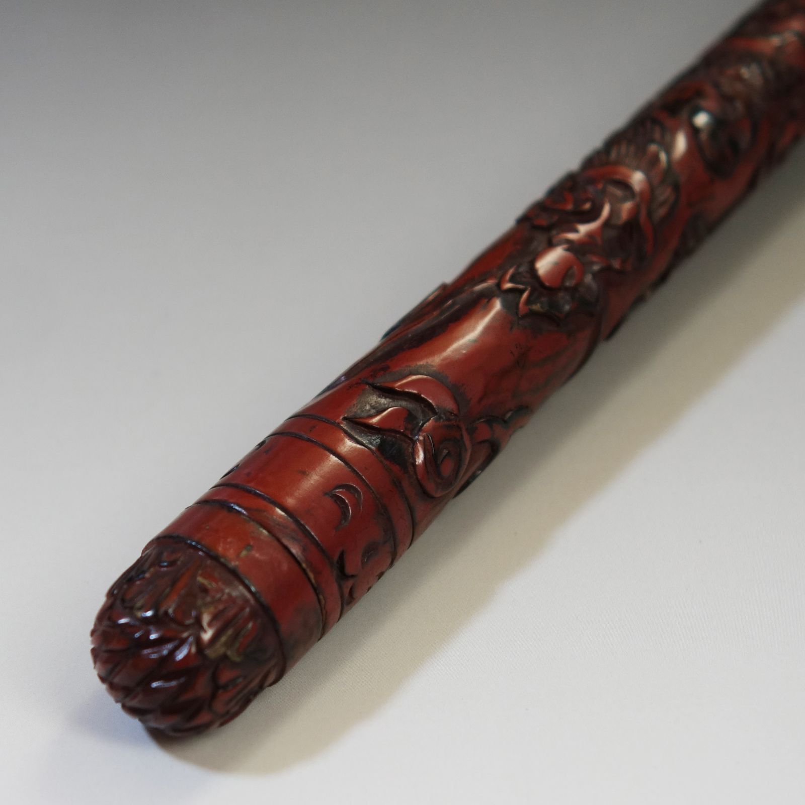 骨董逸品【四本爪の龍 香筒 木彫堆朱】漆器 堆朱 香筒 中国美術 中国