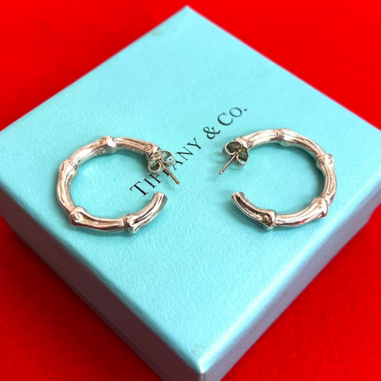 極 美品 TIFFANY&Co. ティファニー バンブー フープピアス シルバー925
