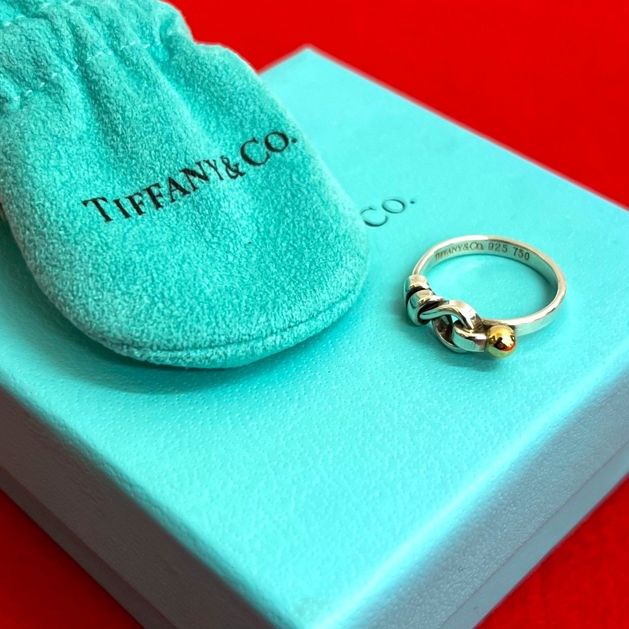 極 美品 袋付き TIFFANY&Co. ティファニー フック＆アイ ラブノット