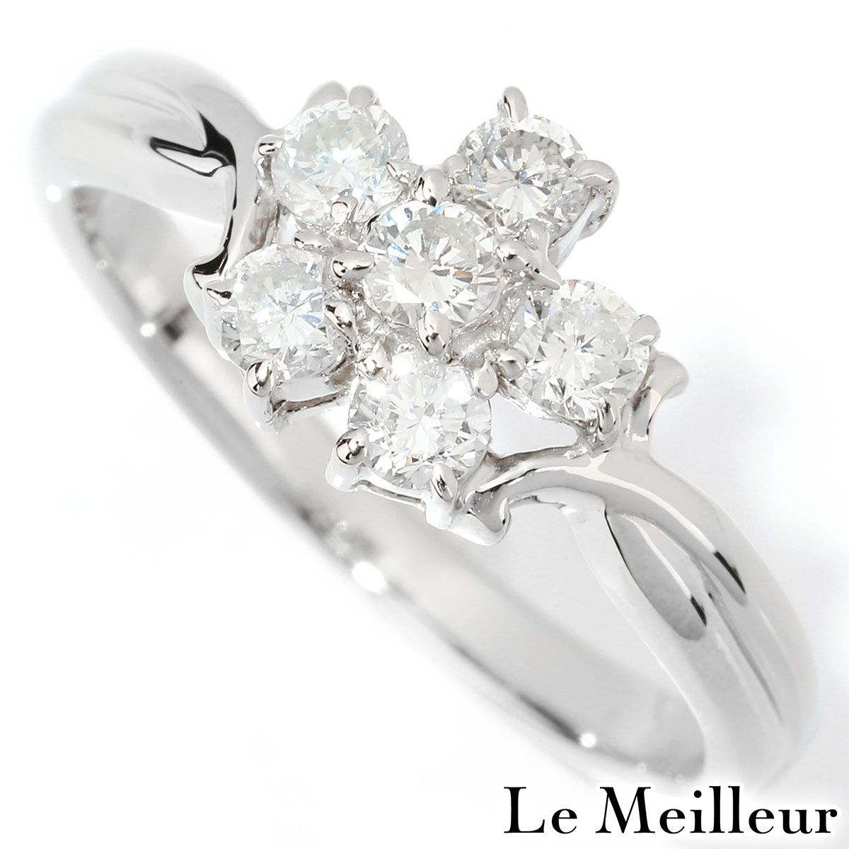 ダイヤモンド 0.5ct プラチナ Pt900 フラワーモチーフ リング 指輪 13 