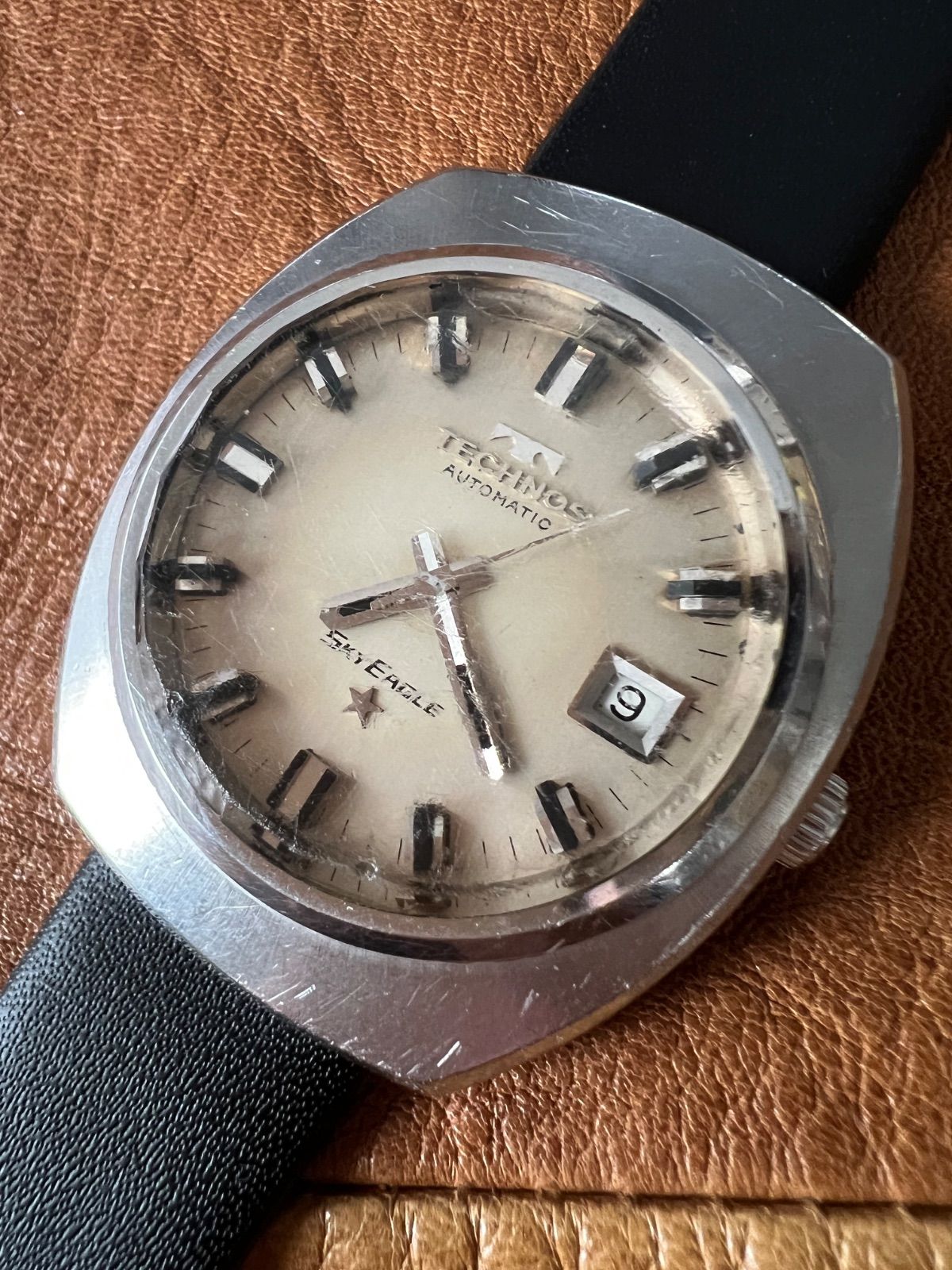 テクノス スカイイーグル 自動巻き 稼働品 オートマ カットガラス