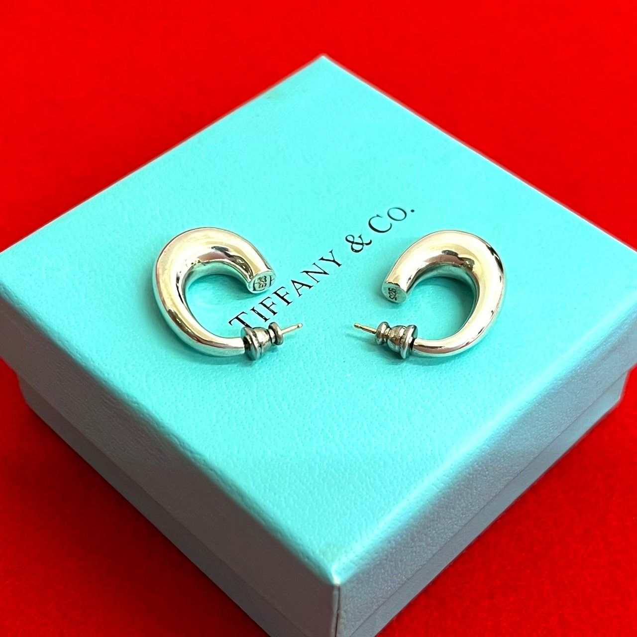 極 美品 TIFFANY&Co. ティファニー ハーフフープ Jフープ ピアス