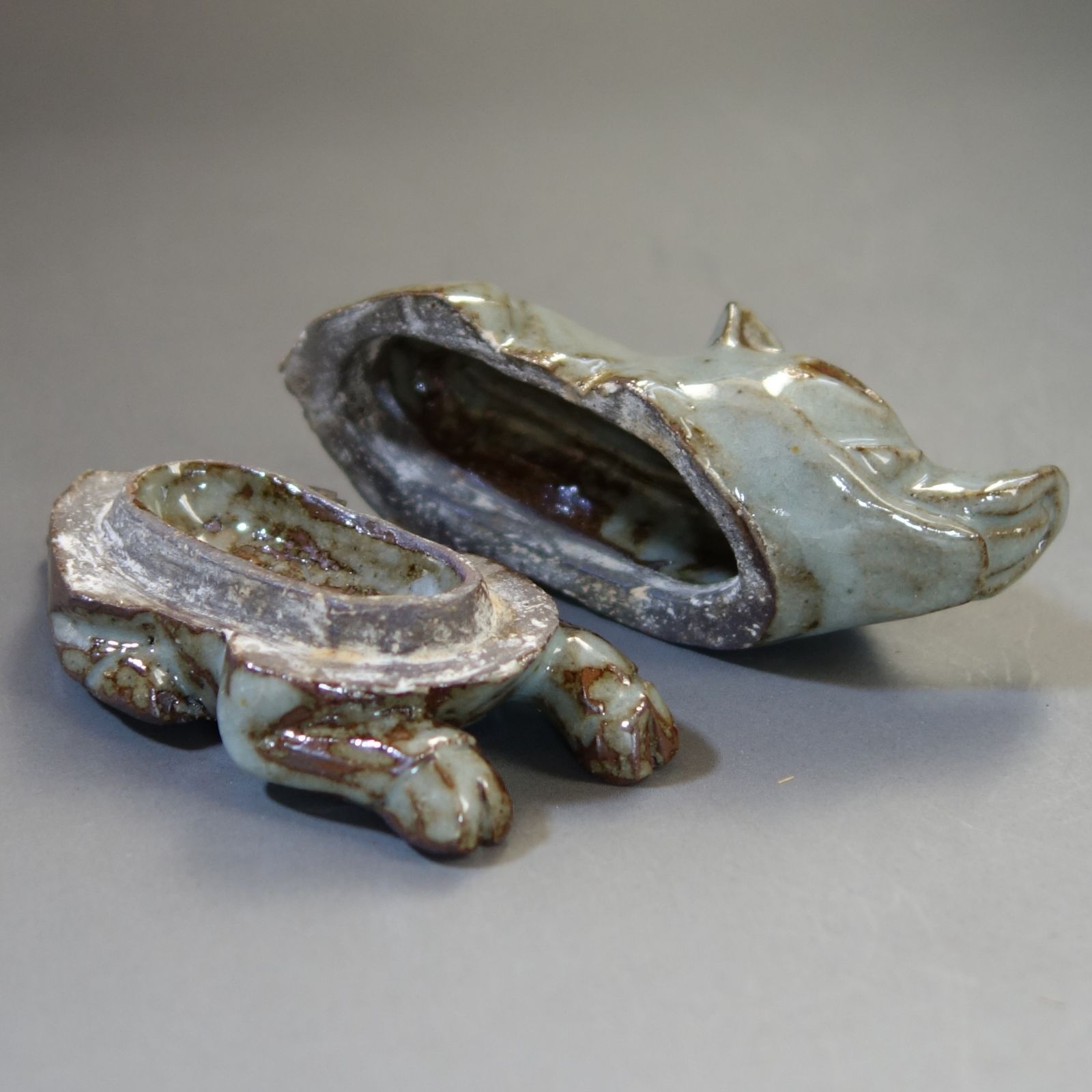 骨董逸品【動物 香合×4点 陶器】(共箱付き) 茶道具 香合 陶器 骨董 古