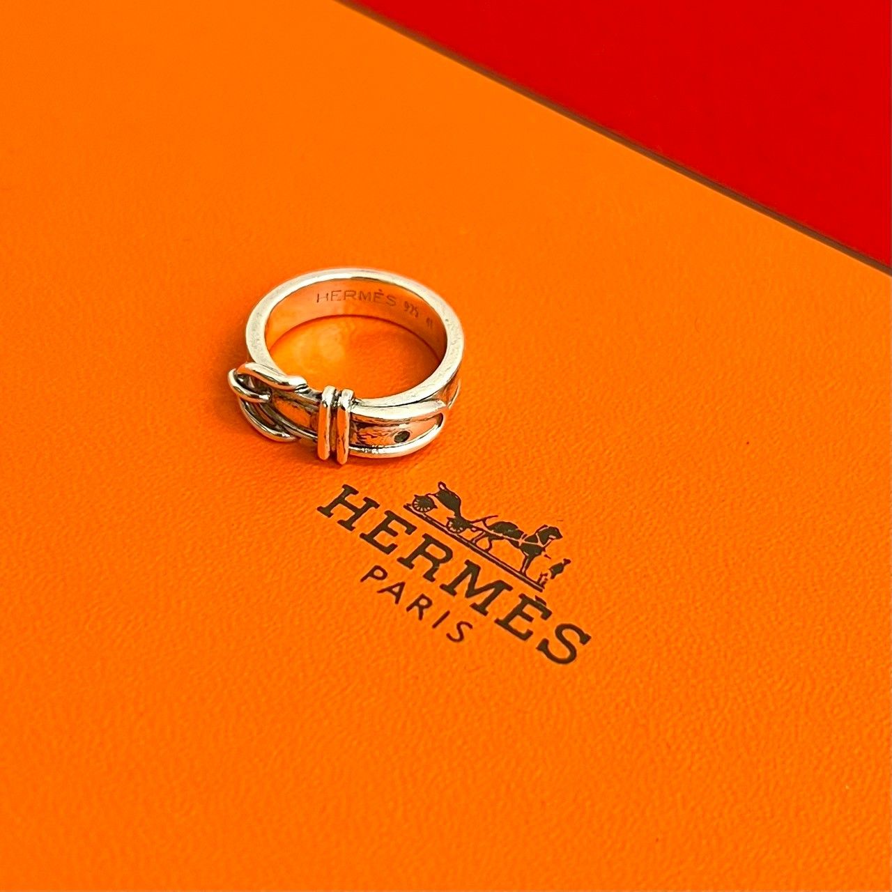 極 美品 HERMES エルメス サンチュール ベルト リング シルバー925