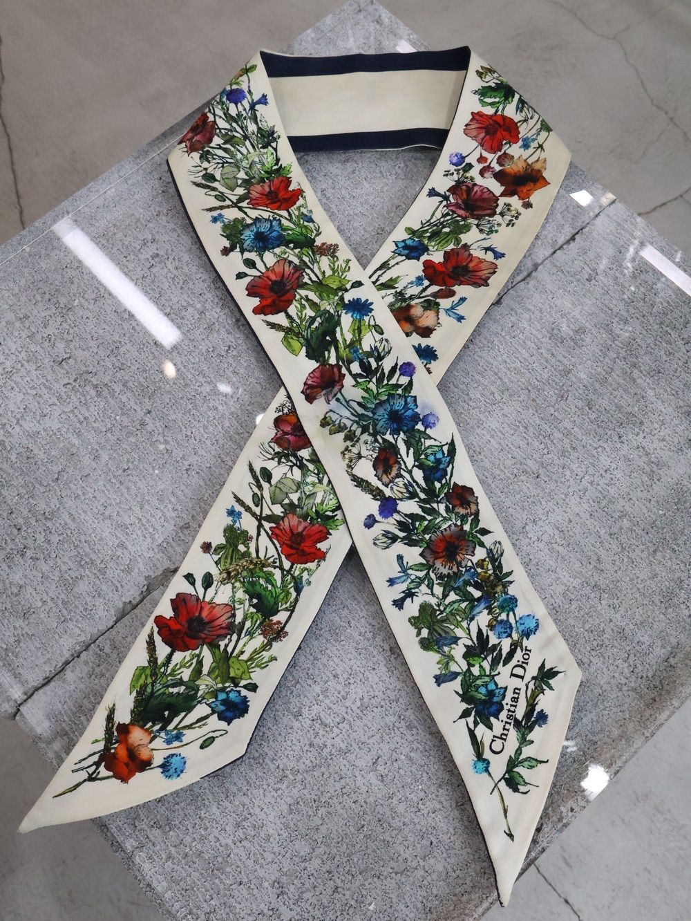 Dior Christian Dior ミッツァ 花柄 スカーフ ボウタイ クリスチャン