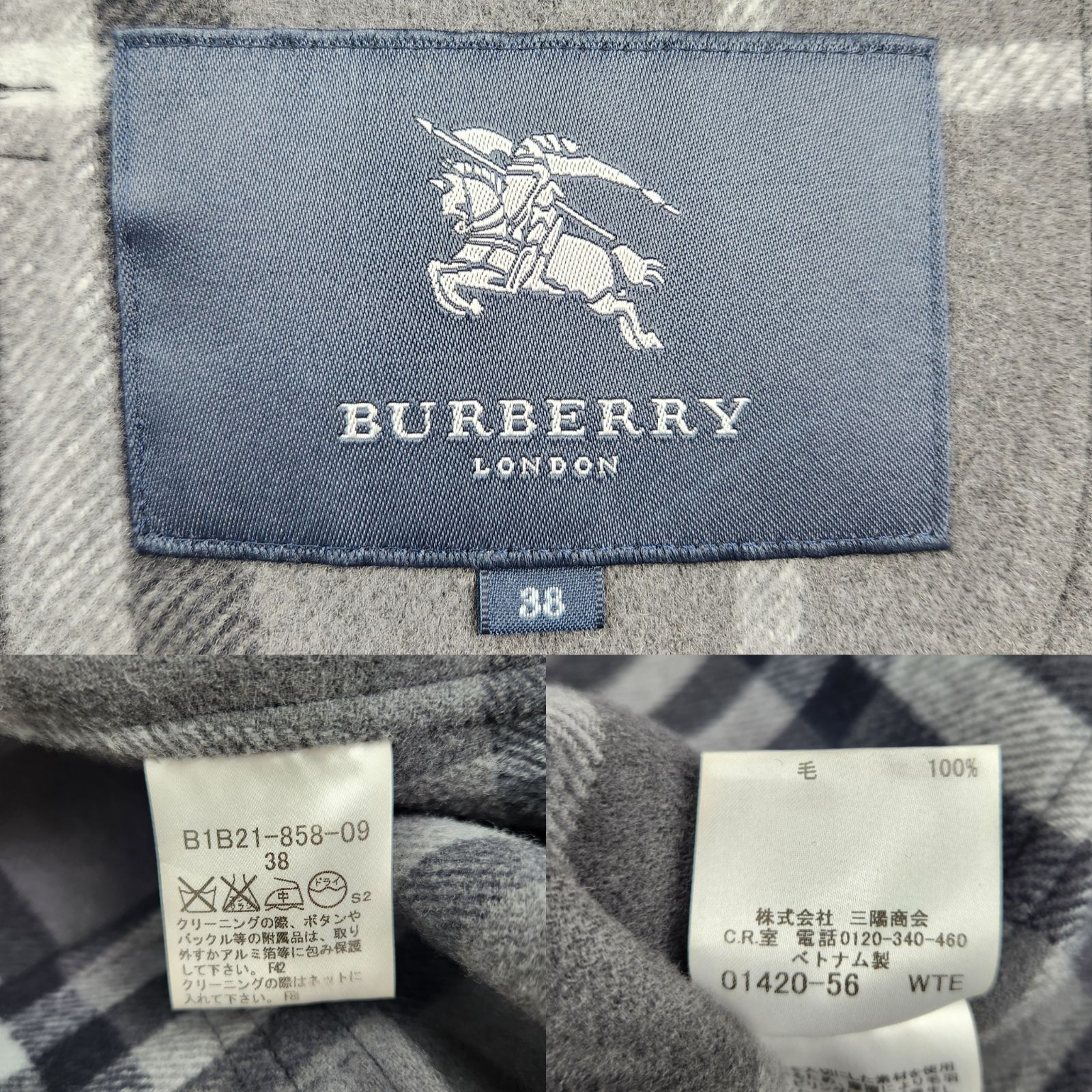 美品 BURBERRY LONDON ウールコート ノバチェック バーバリーロンドン