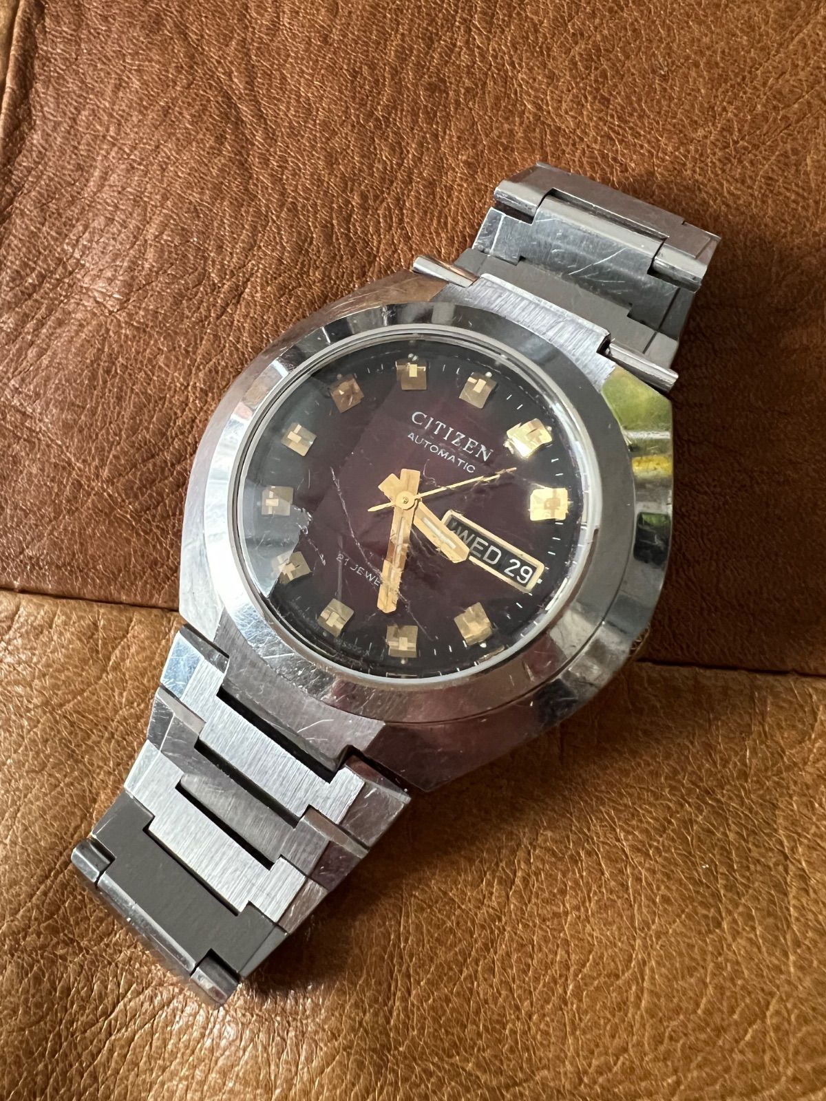  シチズン 自動巻き カットガラス 6501 アンティーク時計 無地シャツ 自動巻き時計 腕時計(アナログ)