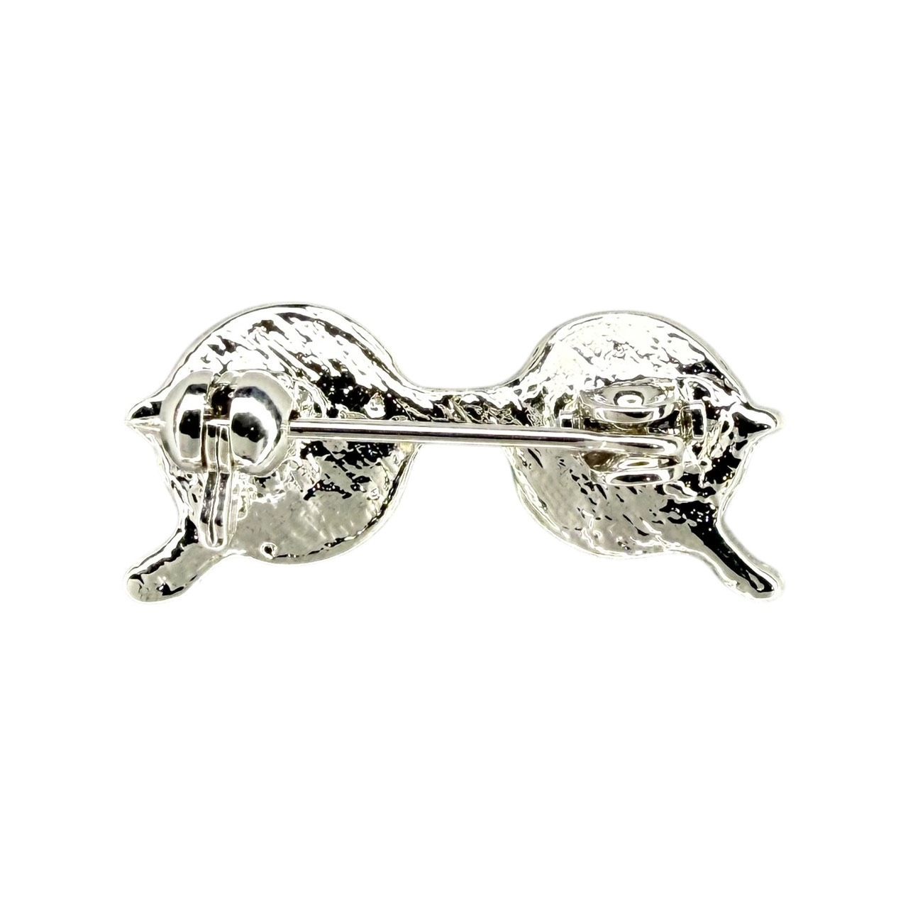 サングラス 丸メガネ ブローチ シルバー 眼鏡 レトロ 銀 レディース