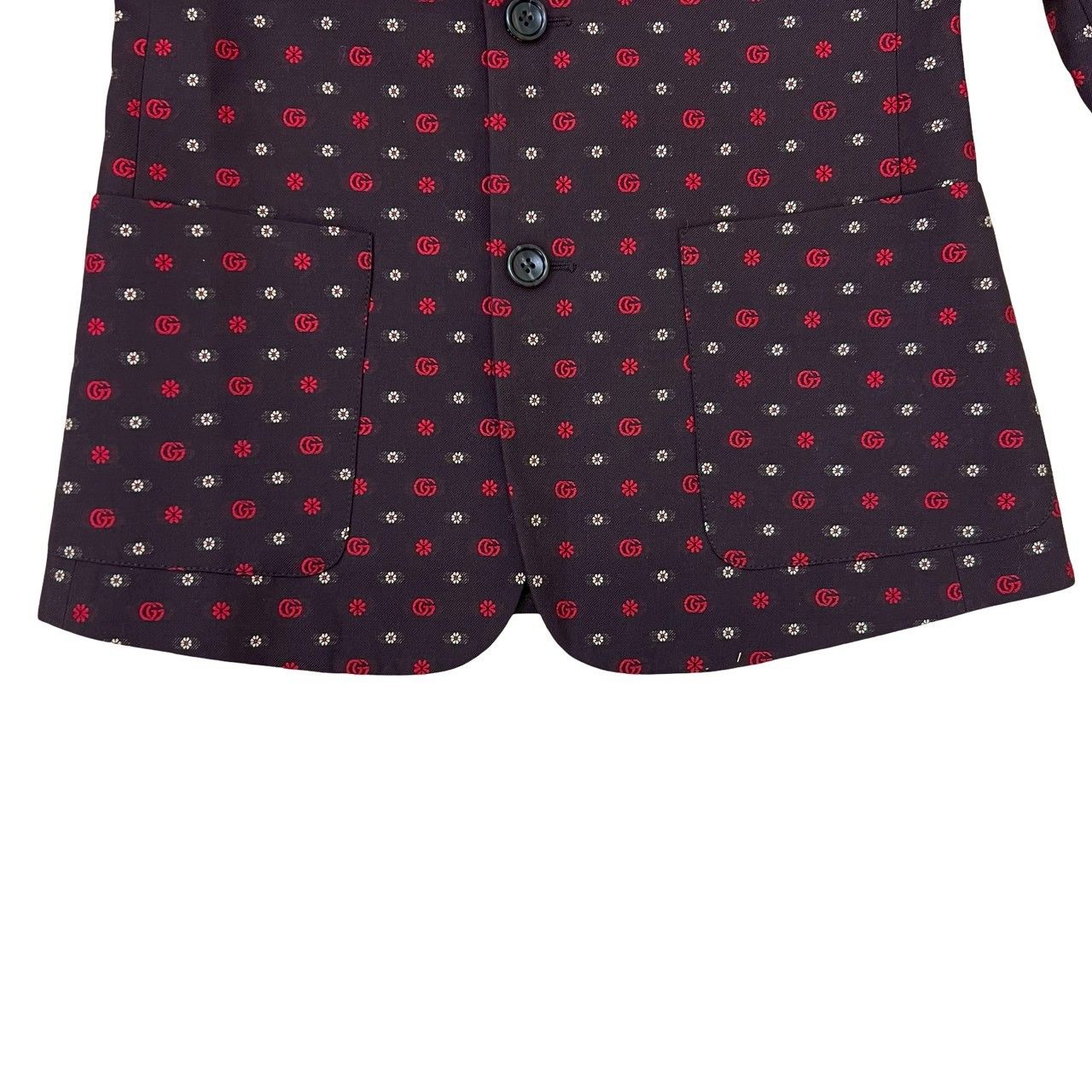 極 美品 GUCCI グッチ GG フラワー 柄 ウール コットン テーラード