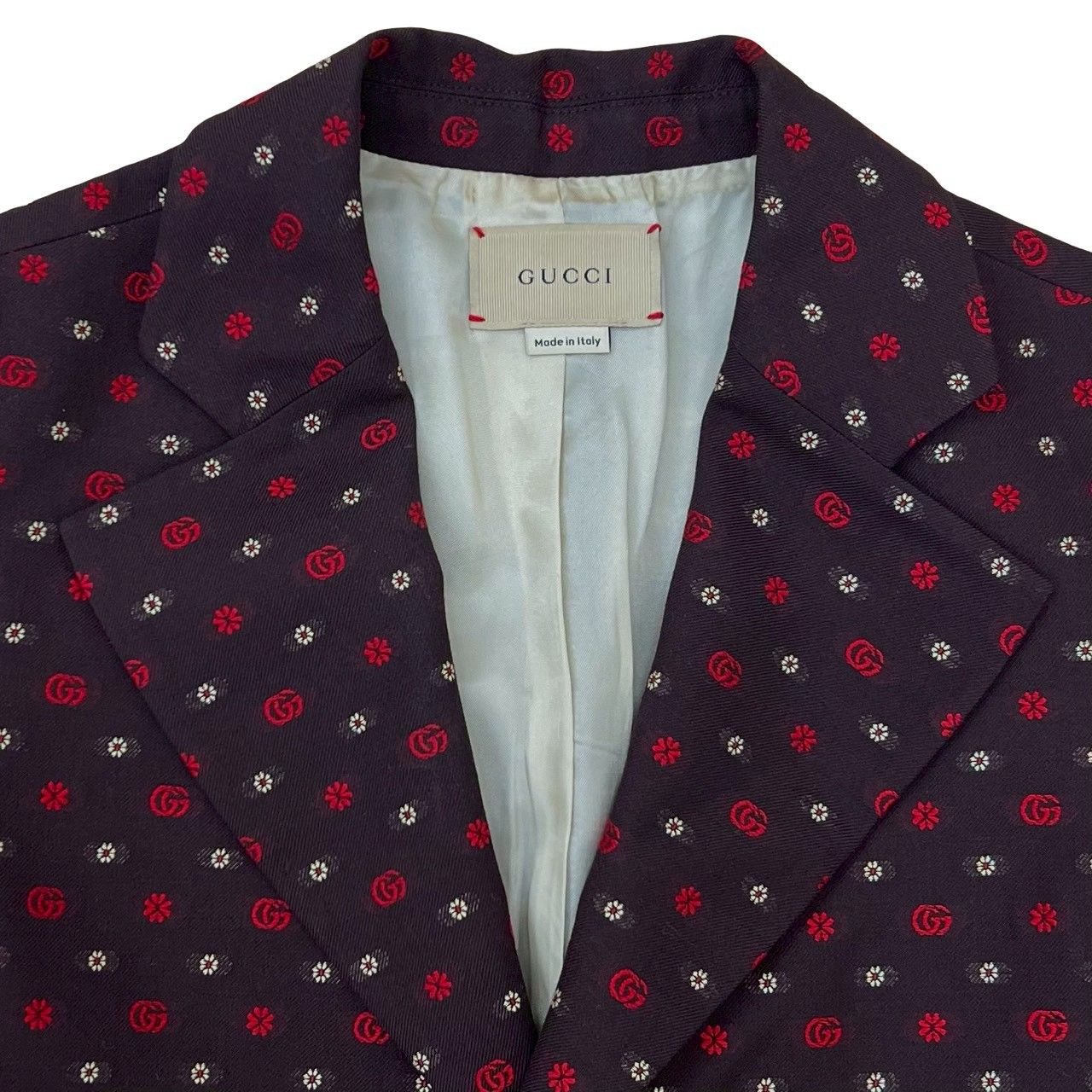 極 美品 GUCCI グッチ GG フラワー 柄 ウール コットン テーラード