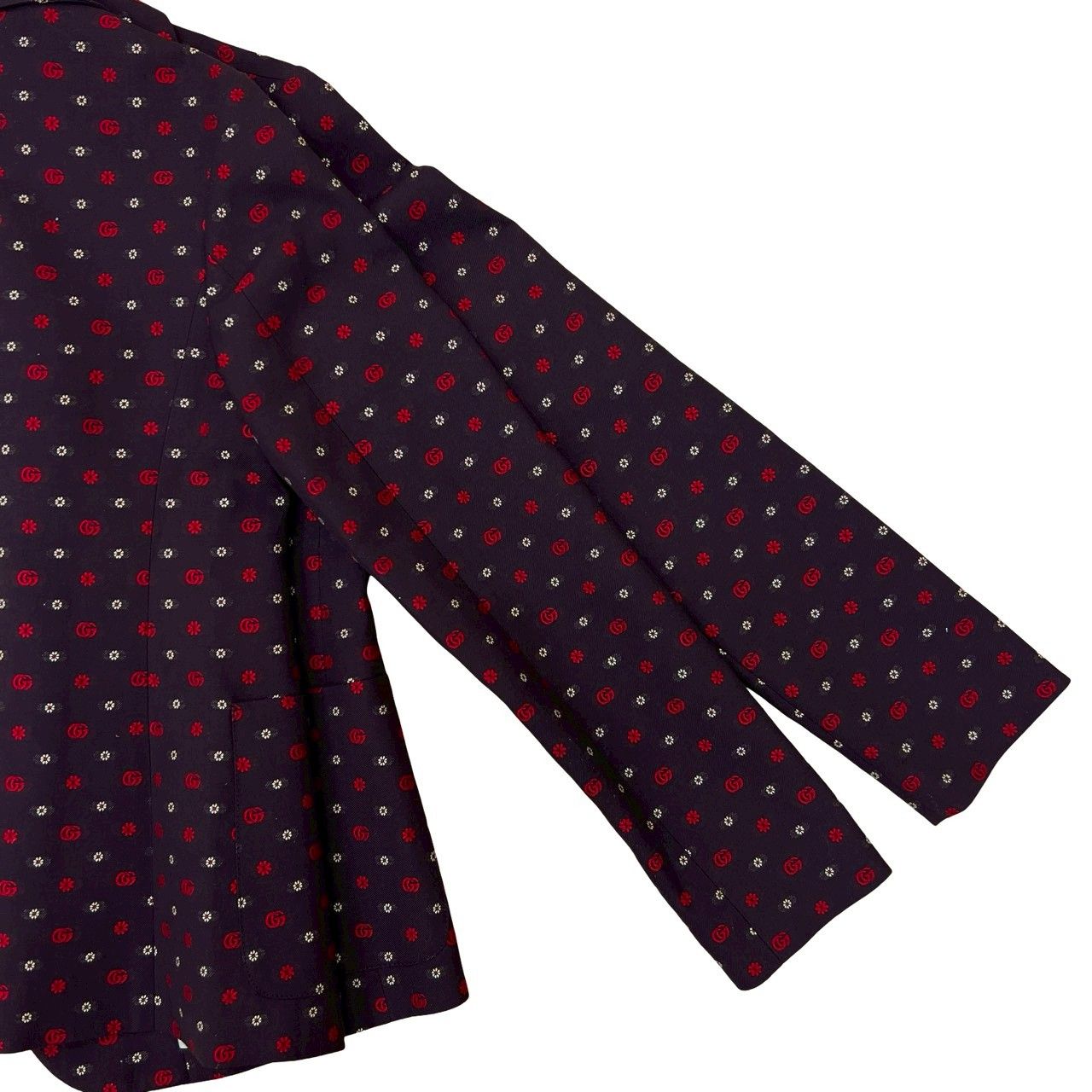 極 美品 GUCCI グッチ GG フラワー 柄 ウール コットン テーラード