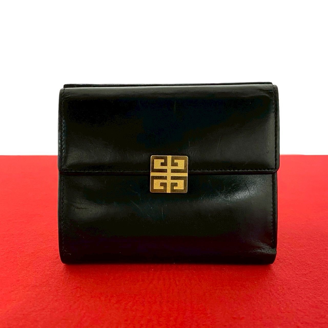極 美品 GIVENCHY ジバンシィ 4G 金具 カーフ レザー 本革 二つ折り
