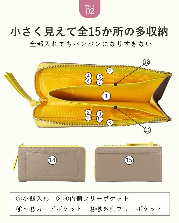 キッチン・食器 【新品】[リズデイズ] 財布 レディース 長財布 小さめ 短い 本革 牛革 極小 薄い 薄型 スリム 軽い コンパクト (グレーベージュ/ピンクベージュ) d7bb77ab