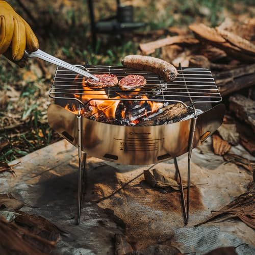  焚き火台 バーベキューコンロ ソロ 焚火台 超軽量 折りたたみ式 コンパクト 組み立て簡単 アウトドア キャンプ用品 焼き網 グリル 収納袋付き 7 a 413684 その他 キッチン 食器