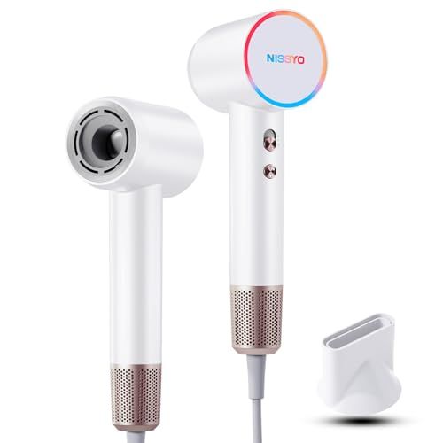 NISSYO 日本 最新型ドライヤー 速乾 大風量 2億マイナスイオン 低温 大風速 温冷リズム 冷風 静音 軽量 ヘアードライヤー 高速ドライヤー ヘアケア 美髪 8モード 静電気 1200 W ノズル付き コンパクト プレゼン de 12 b 39 e