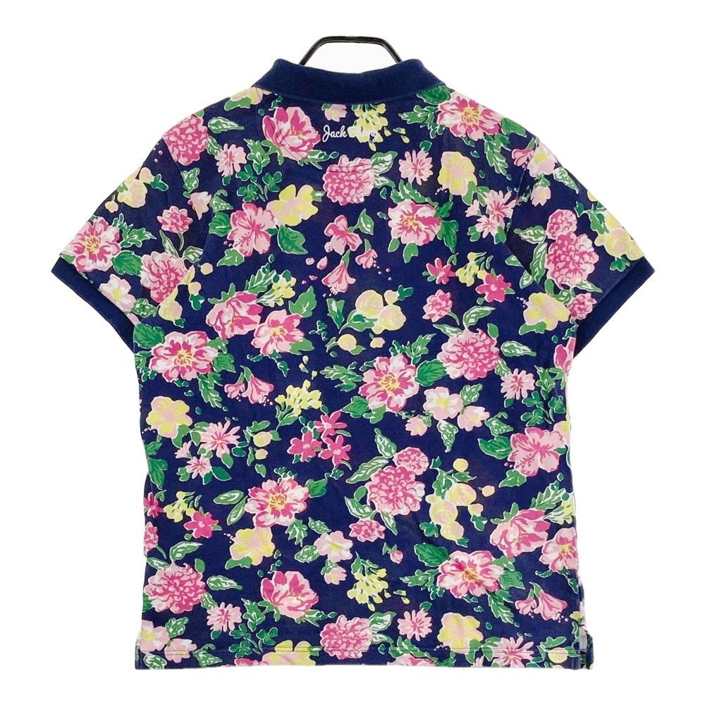 サイズ：6 JACK BUNNY ジャックバニー 半袖ポロシャツ 花柄 ネイビー系
