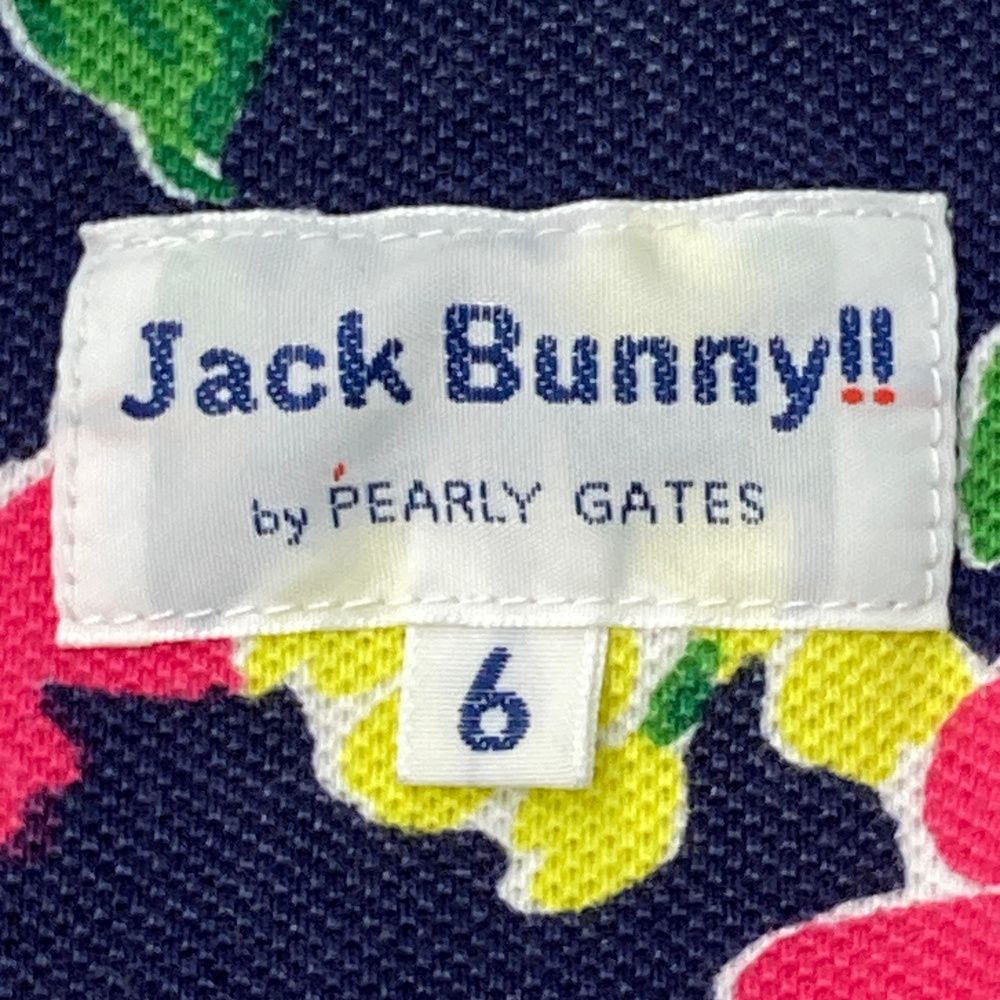 サイズ：6 JACK BUNNY ジャックバニー 半袖ポロシャツ 花柄 ネイビー系