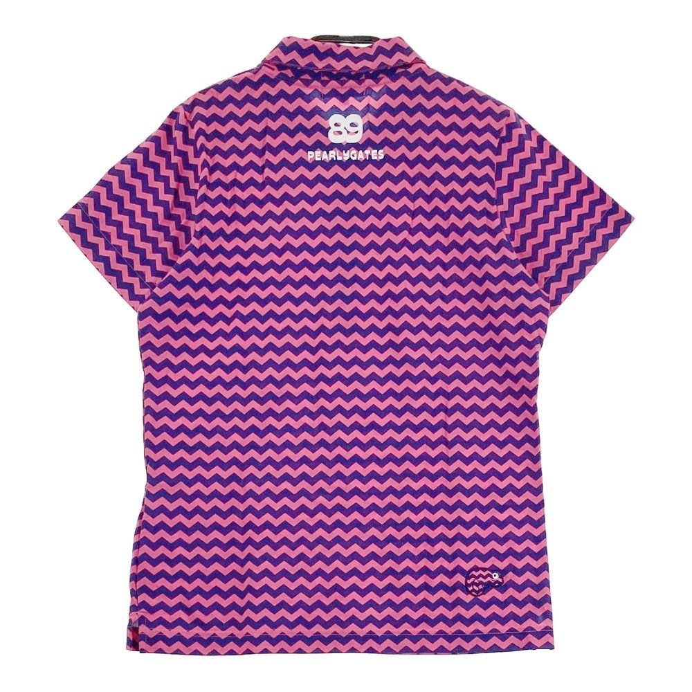 サイズ：0 PEARLY GATES パーリーゲイツ 半袖ポロシャツ ワッペン 総柄