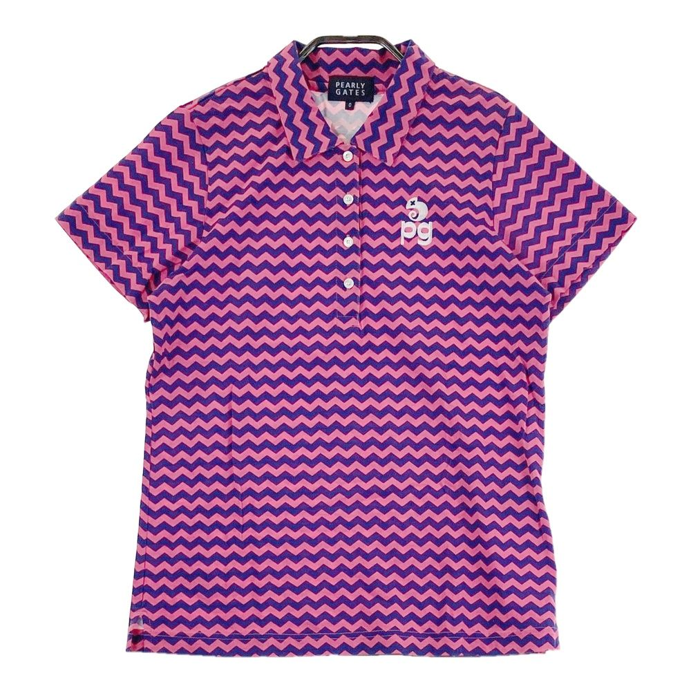サイズ：0 PEARLY GATES パーリーゲイツ 半袖ポロシャツ ワッペン 総柄