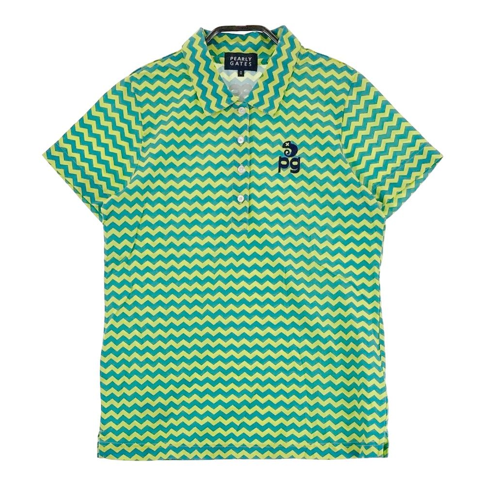 サイズ：0 PEARLY GATES パーリーゲイツ 半袖ポロシャツ ワッペン 総柄