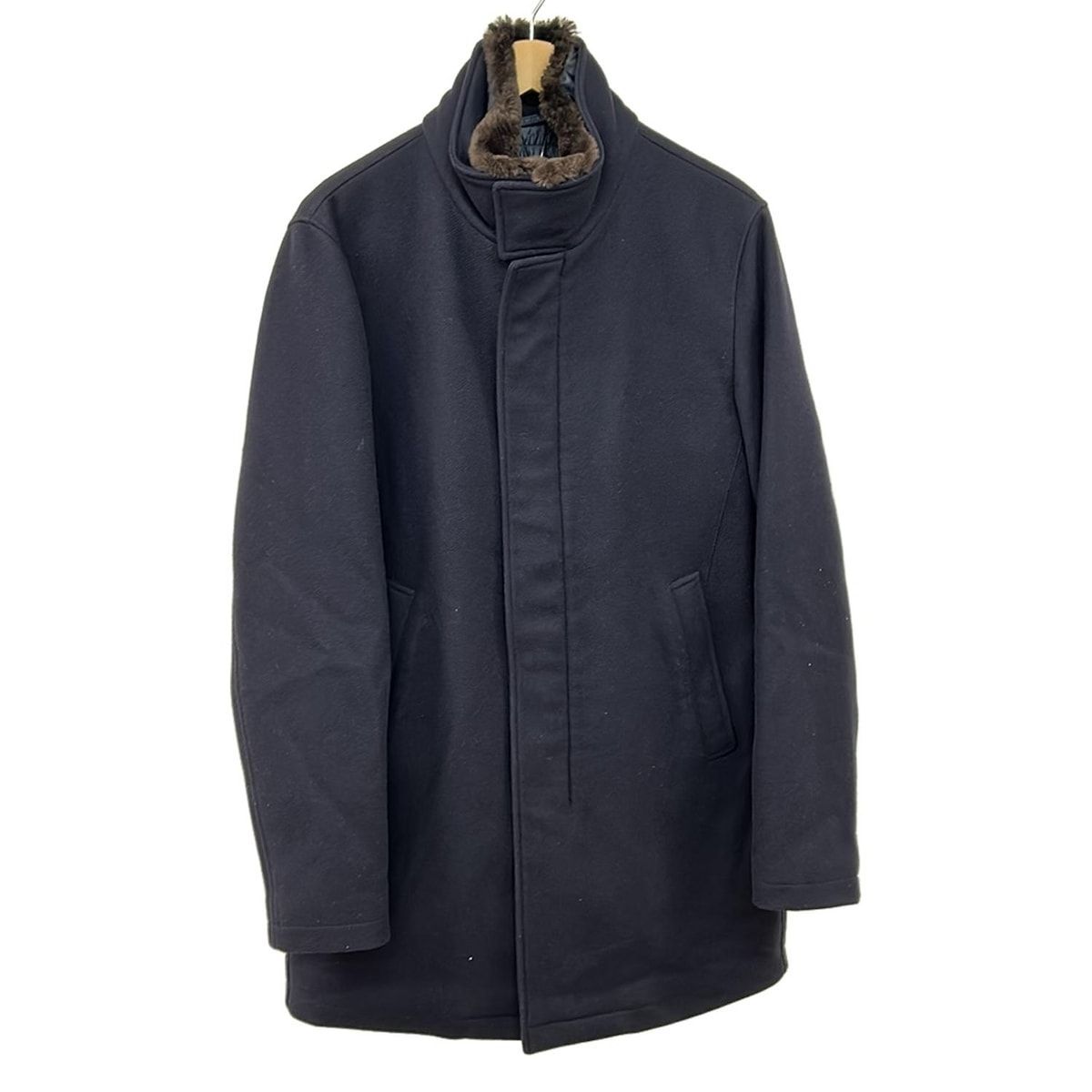 Herno スタンドカラーコート 52 ネイビー HERNO(ヘルノ) コート サイズ52 L メンズ美品 - ネイビー×ダーク