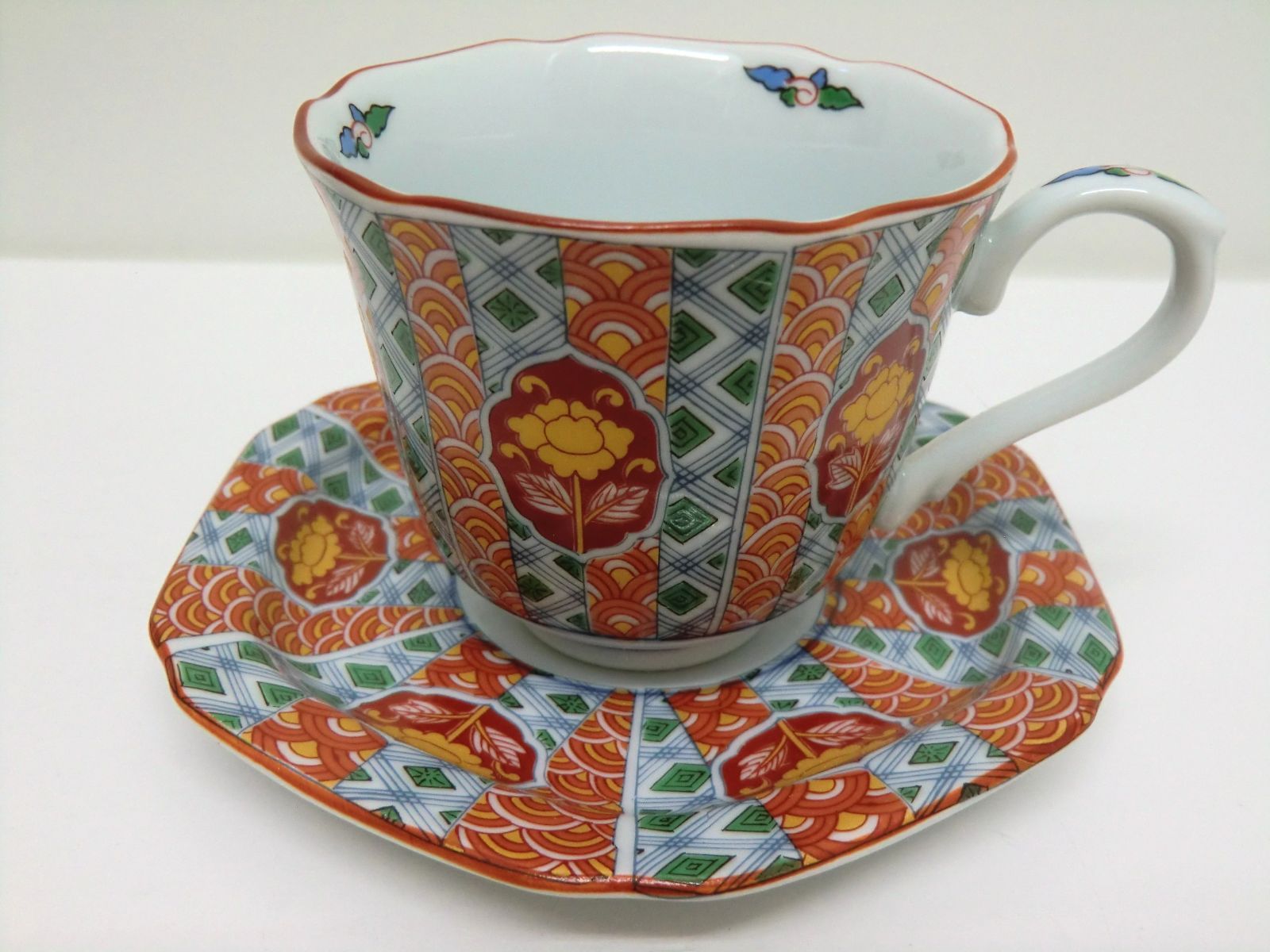 未使用保管品】古伊万里 有田焼 仁祥窯 絵がわりコーヒー碗皿揃 5客