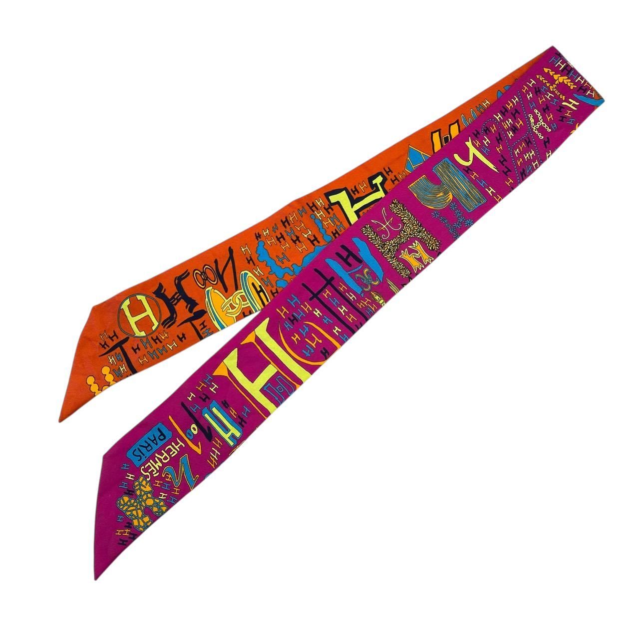 極美品 HERMES エルメス ツイリー スカーフ シルク 1001 H 千と一のH