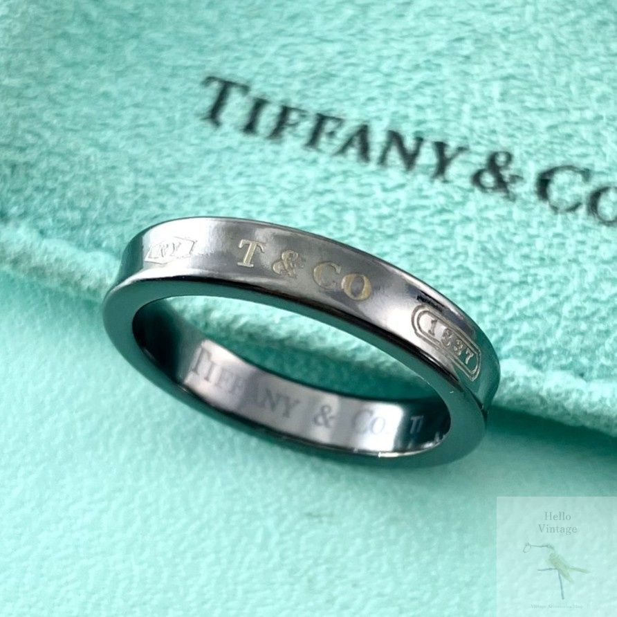 ティファニー 17.5号 1837 ナロー リング ブラック チタン P143fe